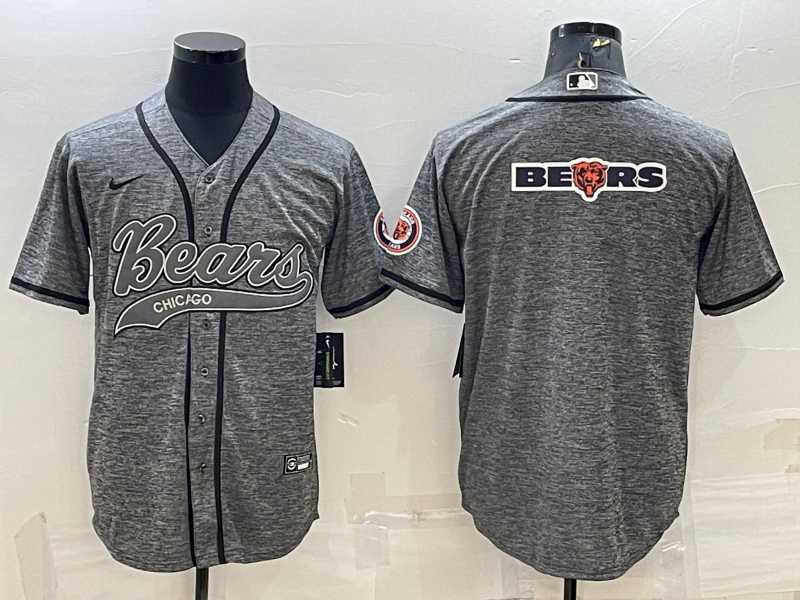 Men's Chicago Bears Grey Team Big Logo With Patch Cool Base Stitched Baseball Jersey,We sell and wholesale Men's Chicago Bears Grey Team Big Logo With Patch Cool Base Stitched Baseball Jersey on line form chian!